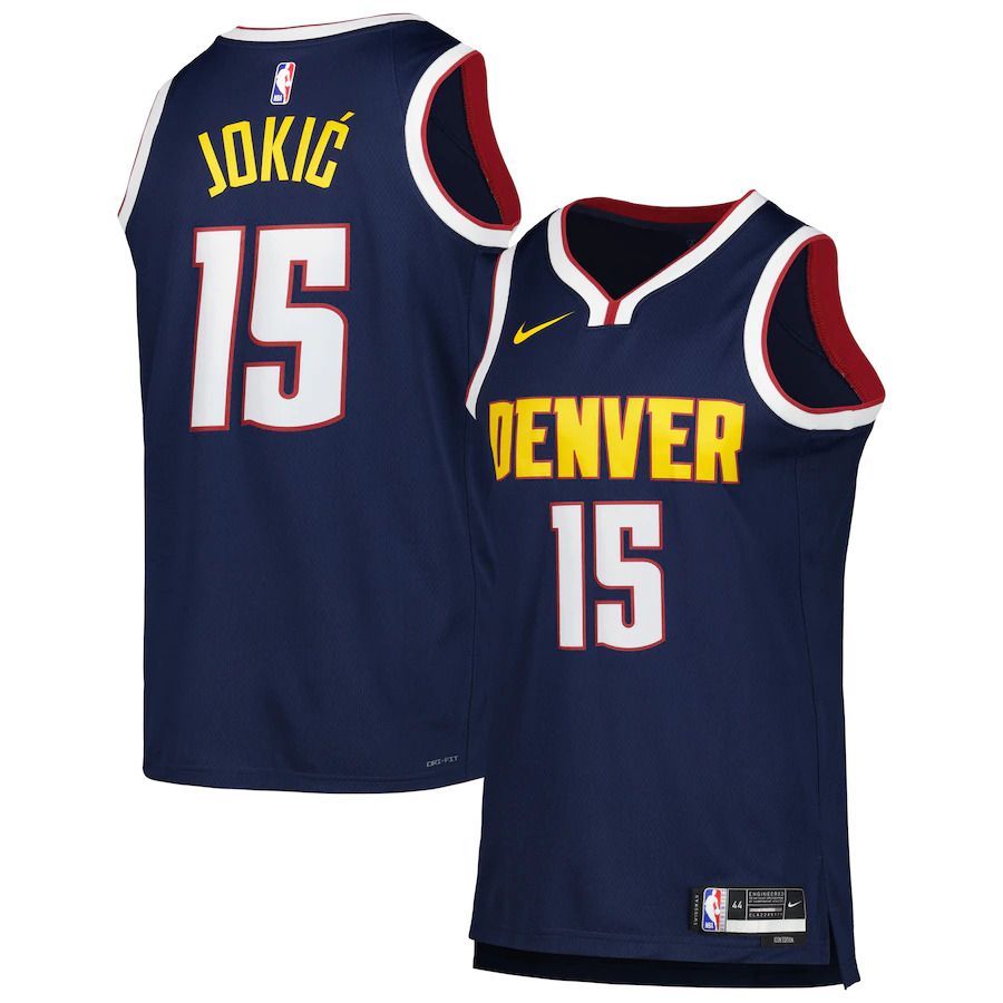 Men Denver Nuggets #15 Nikola Jokic Nike Navy Icon Edition 2022-23 Swingman NBA Jersey